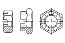 Nakrętki sześciokątne koronowe niskie DIN 979